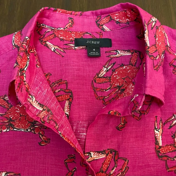 J. Crew Ratti Linen King Crab Print Button Up Shirt - Picture 9 of 12